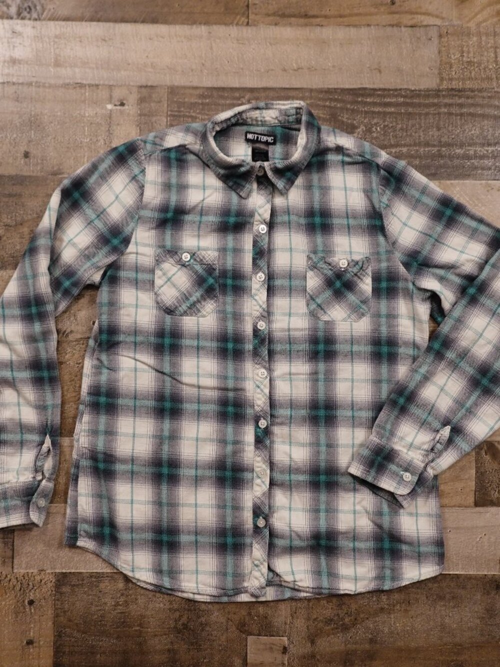 Hot Topic Plaid Flannel Shirt Women’s XL Grunge Emo Y2K Button‎ Up